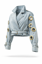 She’s IT Cropped Denim Trench Jacket