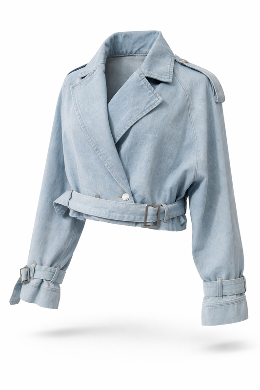 She’s IT Cropped Denim Trench Jacket