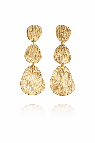 Luna | Hammered Triple Drop Clip-on Statement Earrings