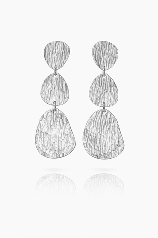 Luna | Hammered Triple Drop Clip-on Statement Earrings