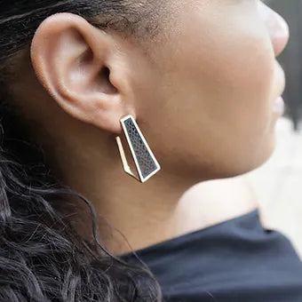 Black and gold Wedge Earrings