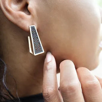 Black and gold Wedge Earrings