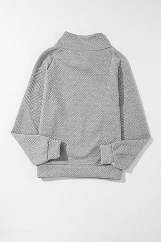 Textured Turtleneck Long Sleeve Sweatshirt